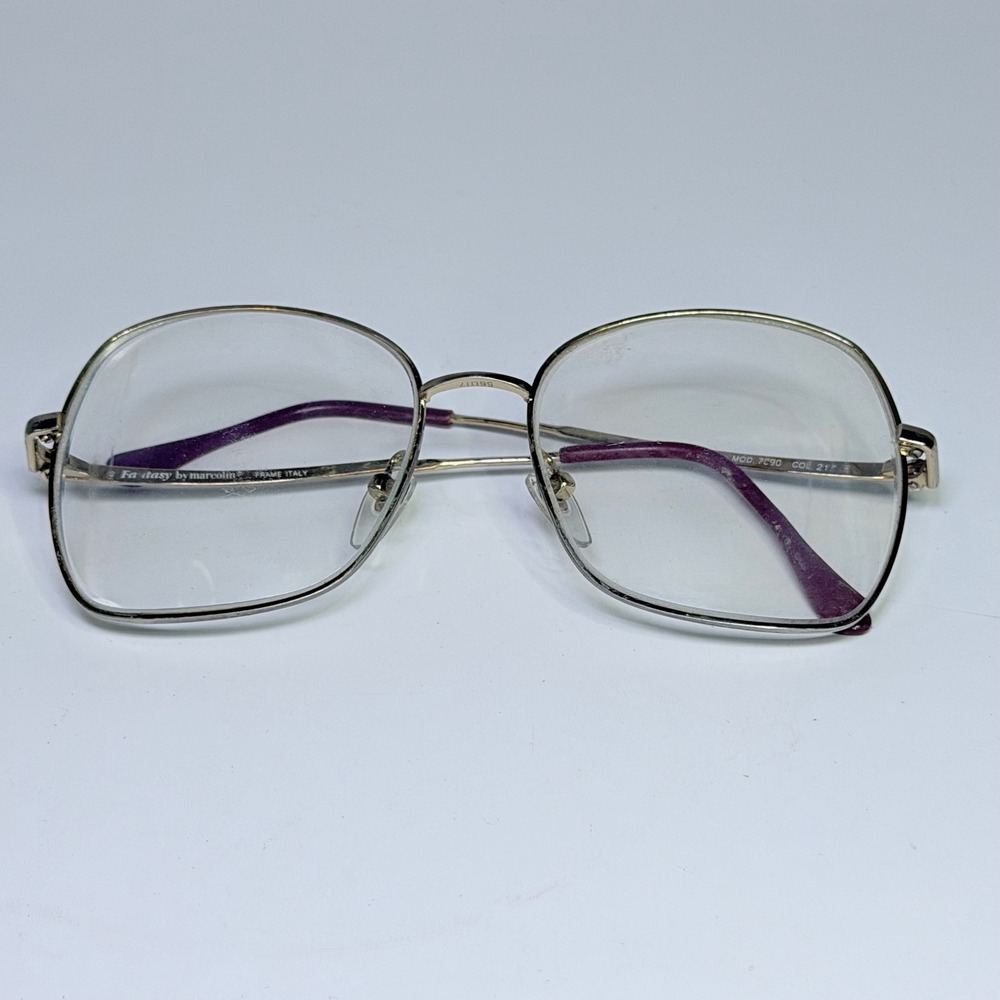 Fantasy by Marcolin Gold Oversized Square‎ Eyeglasses 7C90 Col 215 Italy Vintage